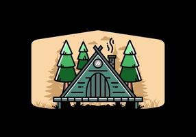 cabane en bois triangle entre la conception d'illustration de pins vecteur