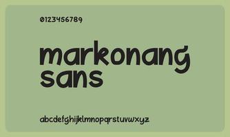 markonang sans, écriture manuscrite de base avec une police de caractères minuscules en gras. vecteur