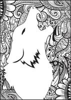 coloriage antistress beau loup. coloriage pour adultes et enfants. art linéaire, dessin à la main. vecteur. isolé du fond. vecteur