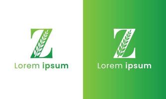 logo de la lettre z avec un concept de feuille de monogramme créatif pour la société écologique verte vecteur