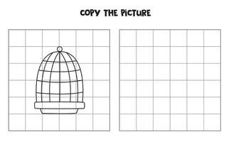 copiez l'image de la cage à oiseaux en noir et blanc. jeu de logique pour les enfants. vecteur