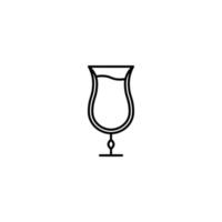icône en verre d'ouragan ou de tulipe avec plein rempli d'eau sur fond blanc. style simple, ligne, silhouette et épuré. noir et blanc. adapté au symbole, au signe, à l'icône ou au logo vecteur
