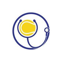 création de logo vectoriel de stéthoscope de tennis. concept de logo de santé et de soins sportifs.