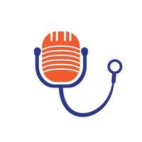 création de logo vectoriel podcast médecin. symbole d'illustration de stéthoscope et microphone.