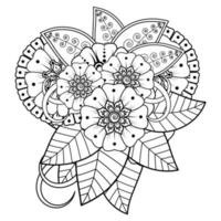 fond floral avec fleur de mehndi. ornement décoratif de style oriental ethnique, ornement de griffonnage, dessin à la main de contour. page de livre de coloriage. vecteur