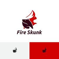 feu skunk logo animal flamme rouge chaud vecteur