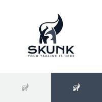 petit logo de l'espace négatif du zoo animal skunk mignon vecteur