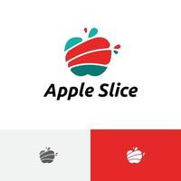 tranche de pomme splash logo de jus de fruits frais vecteur