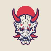 masque de diable japonais oni, illustration vectorielle vecteur