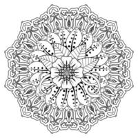 motif circulaire en forme de mandala pour henné, mehndi, tatouage, décoration. ornement décoratif dans un style oriental ethnique. page de livre de coloriage. vecteur