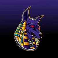 illustration de conception de logo mascotte tête anubis vecteur