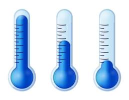 thermomètres bleus avec différents niveaux de froid. illustration vectorielle. vecteur