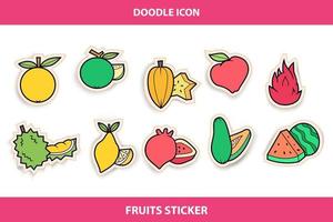 style de doodle de fruits mignons dessinés à la main et couleur plate vecteur