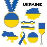 collection d'éléments avec le modèle de conception du drapeau de l'ukraine vecteur