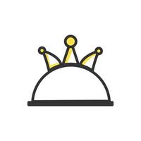 icône du logo du roi du restaurant, couronne et chapeau du chef. vecteur