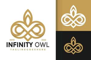 création de logo infinity night owl, vecteur de logos d'identité de marque, logo moderne, modèle d'illustration vectorielle de conceptions de logo
