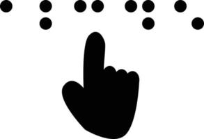 icône braille sur fond blanc. symbole aveugle. doigt tactile signe braille. style plat. vecteur