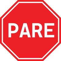 parer le panneau de signalisation sur fond blanc. Parer le panneau d'arrêt. la traduction portugaise de stop. style plat. vecteur