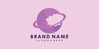 nom de marque avec icône concept créatif mondial vecteur