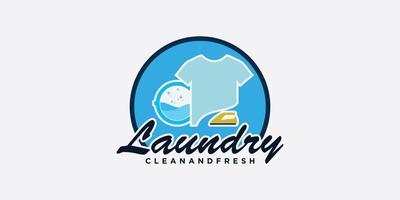 inspiration de conception de logo de blanchisserie pour icône de lavage avec concept créatif vecteur