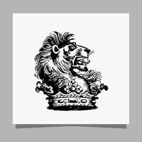 logo lion noir sur papier blanc avec ombre parfait pour les logos d'entreprise et les cartes de visite vecteur