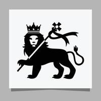 logo lion noir sur papier blanc avec ombre parfait pour les logos d'entreprise et les cartes de visite vecteur