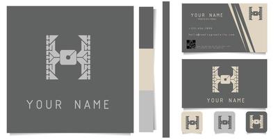 logo avec un design de carte de visite géométrique minimaliste en gris et blanc pour créer une impression nette vecteur