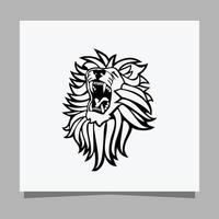 logo lion noir sur papier blanc avec ombre parfait pour les logos d'entreprise et les cartes de visite vecteur