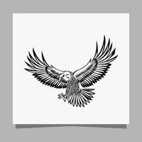 illustration vectorielle d'un aigle noir sur papier blanc qui est parfait pour les logos, les cartes de visite, les emblèmes et les icônes. vecteur