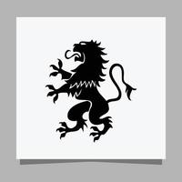 logo lion noir sur papier blanc avec ombre parfait pour les logos d'entreprise et les cartes de visite vecteur