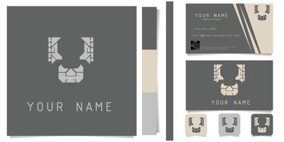 logo avec design de carte de visite gris et blanc vecteur