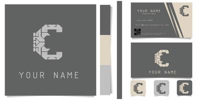 logo avec un design de carte de visite géométrique minimaliste en gris et blanc pour créer une impression nette vecteur