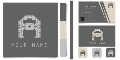 logo avec un design de carte de visite géométrique minimaliste en gris et blanc pour créer une impression nette vecteur