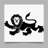 logo lion noir sur papier blanc avec ombre parfait pour les logos d'entreprise et les cartes de visite vecteur