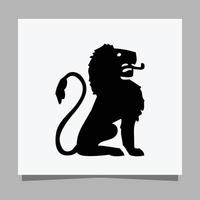 logo lion noir sur papier blanc avec ombre parfait pour les logos d'entreprise et les cartes de visite vecteur