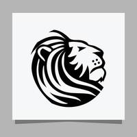 logo lion noir sur papier blanc avec ombre parfait pour les logos d'entreprise et les cartes de visite vecteur