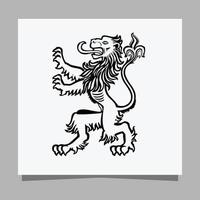 logo lion noir sur papier blanc avec ombre parfait pour les logos d'entreprise et les cartes de visite vecteur