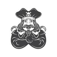 pirates homme illustration vectorielle noir et blanc vecteur