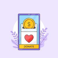 collecte de fonds en ligne don de charité application mobile illustration vectorielle vecteur