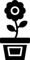 icône de glyphe de pot de fleur vecteur