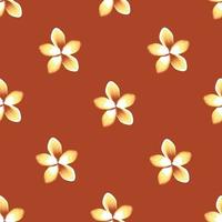 fond d'écran d'automne avec de jolies fleurs de frangipanier orange motif tropical sans couture sur fond pastel. fond fleuri. texture d'impression à la mode. conception de vecteur. fond d'écran nature. fond d'écran de fleurs vecteur