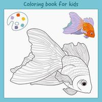 livre de coloriage pour les enfants avec des poissons veiltail de dessin animé. tâches pour les enfants. jeu pour les enfants d'âge préscolaire. fiches d'exercices pour la pratique de la motricité. illustration vectorielle vecteur