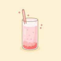 boisson smoothie fraîche rose dans un verre vecteur