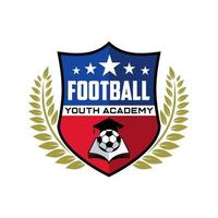 insigne du logo de l'académie des jeunes de football isolé sur fond blanc. vecteur