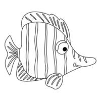 poisson de mer mignon. pages à colorier pour les enfants. contour de vecteur sur fond blanc.