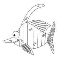 poisson de mer mignon. pages à colorier pour les enfants. contour de vecteur sur fond blanc.