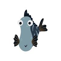 poisson de mer. personnage sous-marin mignon. une créature aquatique sous-marine tropicale. illustration vectorielle sur fond blanc en style cartoon. vecteur