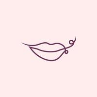 beauté de logo d'art de ligne de lèvres, illustration vectorielle de lèvres sexy vecteur