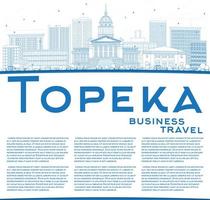 décrivez l'horizon de topeka avec des bâtiments bleus et un espace de copie. vecteur