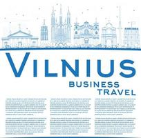 décrivez l'horizon de vilnius avec des points de repère bleus et un espace de copie. vecteur